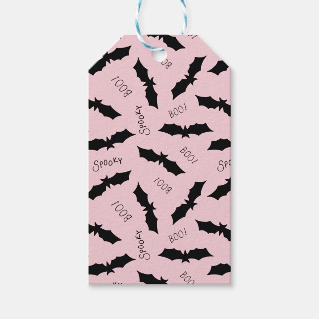 Halloween-Party Rosa Fledermäuse Geschenkanhänger (Vorderseite)