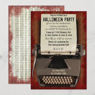 Halloween-Party Schreibmaschine Gruselig Horror Er Einladung