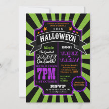 Halloween-Party Schwarz-Grünes Karneval-Einladung
