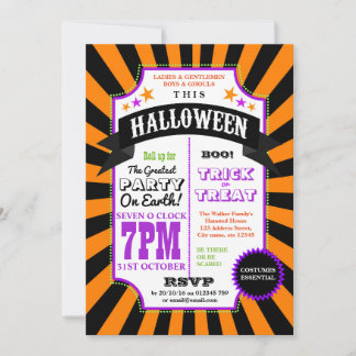Halloween-Party Schwarz-Orange Karneval-Einladung Einladung