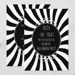 Halloween-Party "Schwarz-weiß Fun Whimsical Stripe Einladung