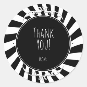 Halloween-Party "Schwarz-weiß Fun Whimsical Stripe Runder Aufkleber