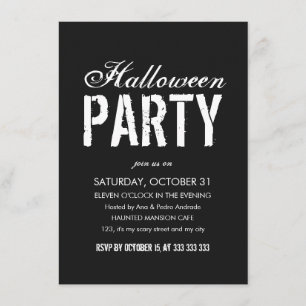 Halloween-Party Schwarz-weiß Grunge Script Adult Einladung