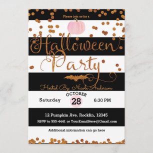 Halloween-Party Schwarz Weiß Pink Orange Chic Einladung