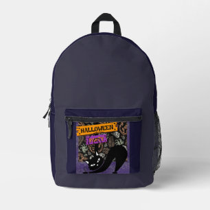 Halloween-Party, schwarze Katze, modern, trendy Bedruckter Rucksack