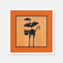 Halloween-Party-Schwarze Katze und Fledermaus