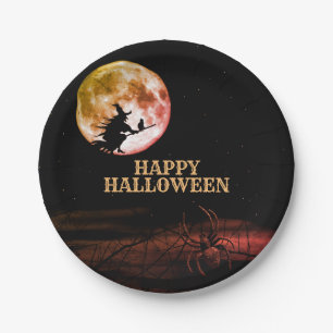 Halloween-Party Schwarze Nacht Vollmond Beängstige Pappteller