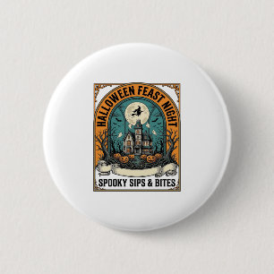 Halloween-Party-Shirt Grusel-Fest Geisterhaus_1 Button