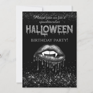 Halloween Party Silver Glitzer Einladung