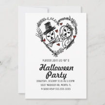 Halloween-Party Skeleton Couples Illustration