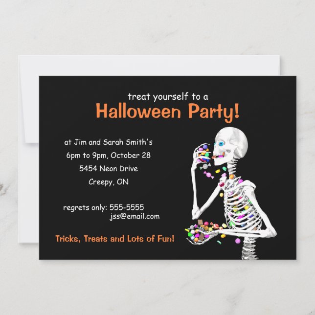 Halloween-Party Skeleton Einladung (Vorderseite)