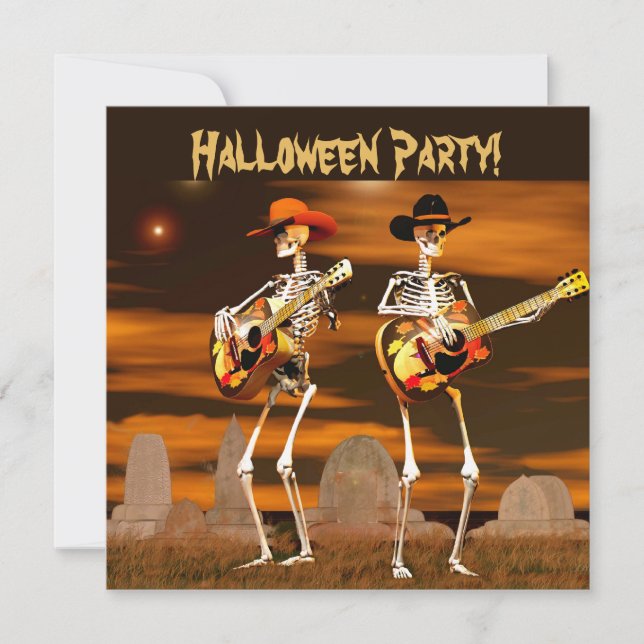 Halloween-Party Skeleton Musicians Einladung (Vorderseite)