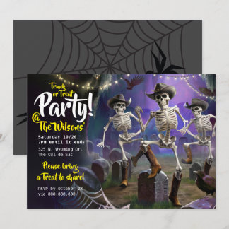 Halloween-Party, Skelette, Rumpf oder Leckerei Einladung