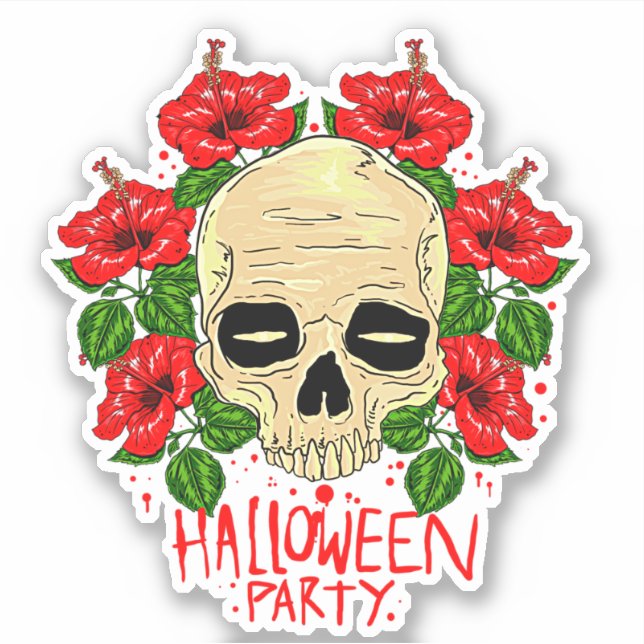 Halloween-Party Skull Blood Red Blume Kiss-Cut Aufkleber (Vorderseite)