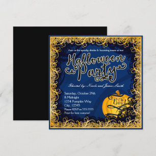 Halloween-Party-Spaß Blau & Orange Einladungen