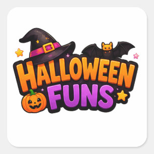 Halloween-Party-Spaß für Kinder und Familien 🎃 Quadratischer Aufkleber
