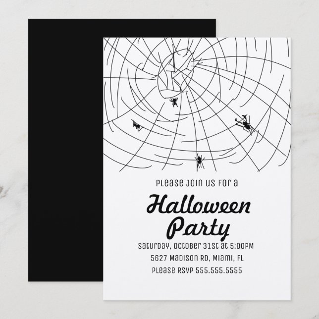Halloween-Party Spider Wed Doodle Kraft Einladung (Vorne/Hinten)