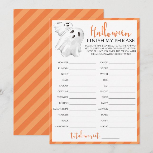 Halloween-Party-Spiel beendet meine Formulierung (Vorne/Hinten)