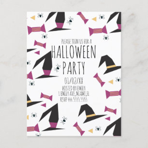 Halloween-Party-Spinnen-Hexenhut-Süßigkeiten Postkarte