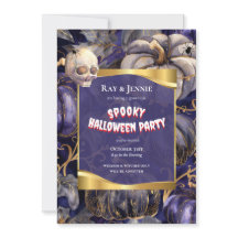 Halloween-Party Spinnen & Schädel Einladung