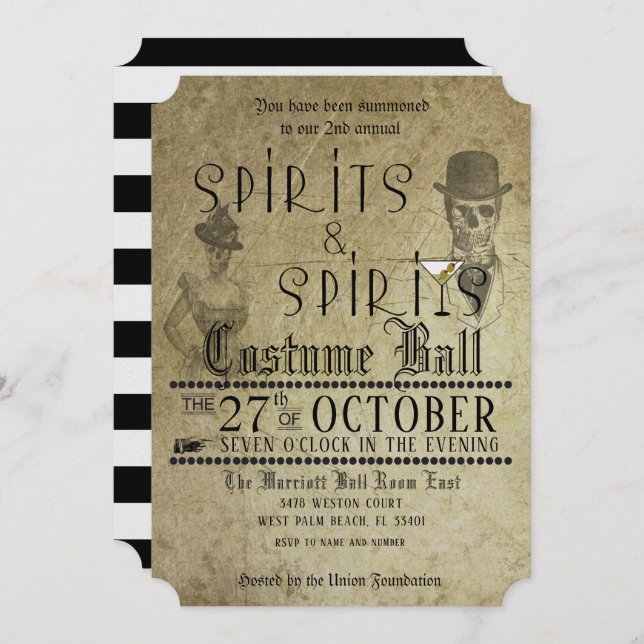 Halloween-Party Spirits Kostümball Einladung (Vorne/Hinten)