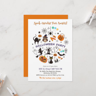 Halloween-Party-Spooktacular-Icons-Süßes-oder-Saur Einladung