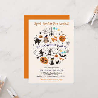 Halloween-Party-Spooktacular-Icons-Süßes-oder-Saur Einladung
