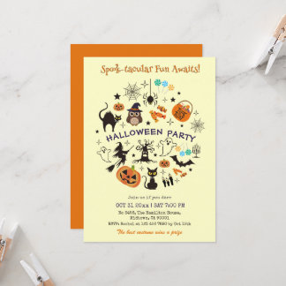 Halloween-Party-Spooktacular-Icons-Süßes-oder-Saur Einladung