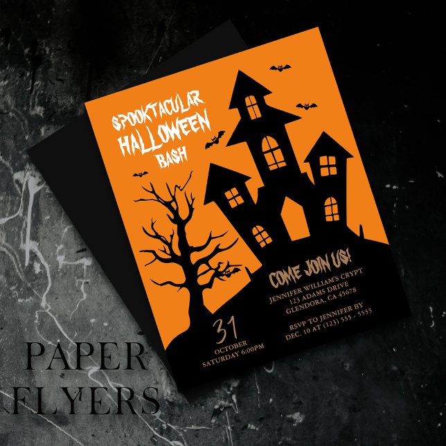 Halloween-Party Spooktacular Spuk Haus Flyer (Elevate your upcoming event with this spooky and captivatingly designed Halloween invitation!)