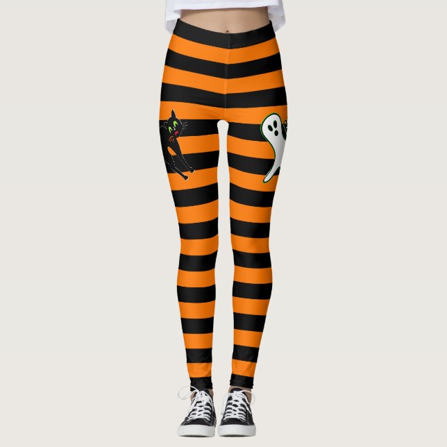 Halloween-Party Spooky Cat Niedlich Ghost Black Or Leggings (Vorderseite)
