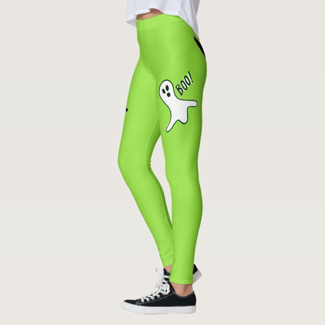 Halloween-Party Spooky Cat Niedlich Ghost Neon Gre Leggings (Links)