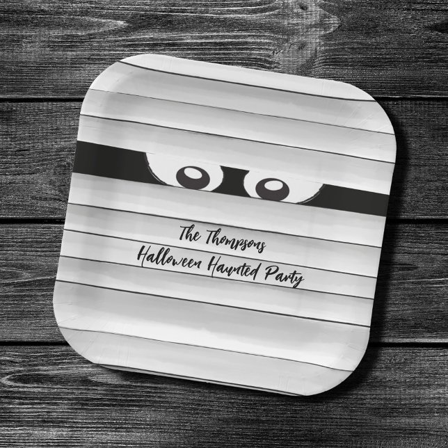 Halloween-Party Spooky Mummy Custom Pappteller (Cute Halloween Mummy Paper Plate.)