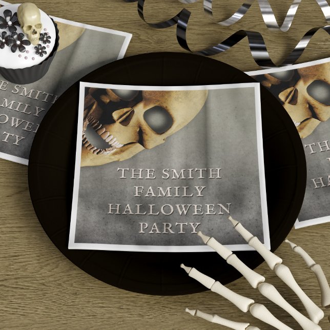 Halloween-Party Spooky Skeleton Skull Personalisie Serviette (Halloween Party Spooky Skeleton Skull Personalised Napkins just for you)