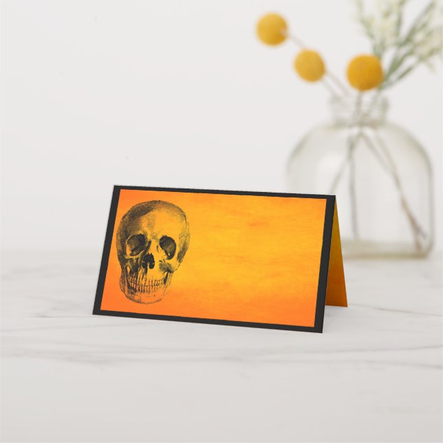 Halloween-Party Spooky Skull Platzkarte (Vorderseite)