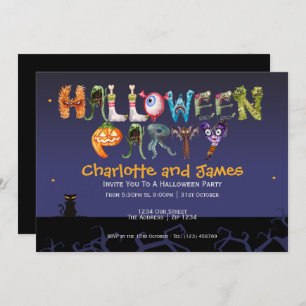 Halloween-Party Spooky Typografie Personalisiert Einladung