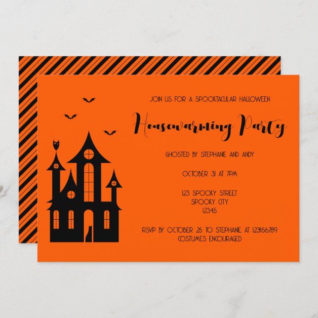 Halloween Party Spuk House Black I Einladung (Vorne/Hinten)