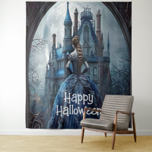 Halloween-Party Spuk House Blue Night Beängstigend Wandteppich