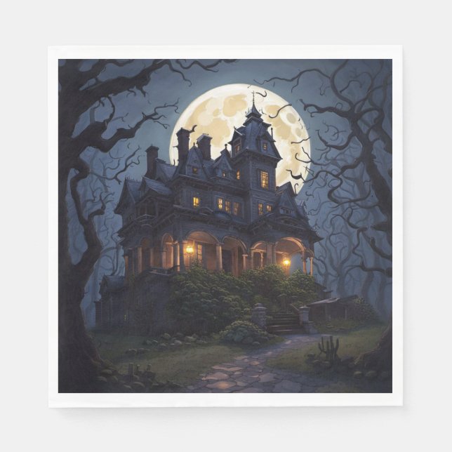 Halloween-Party Spuk Mansion Serviette (Vorderseite)