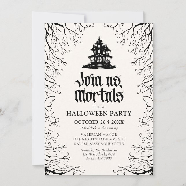 Halloween-Party Spukhaus Einladung (Vorderseite)