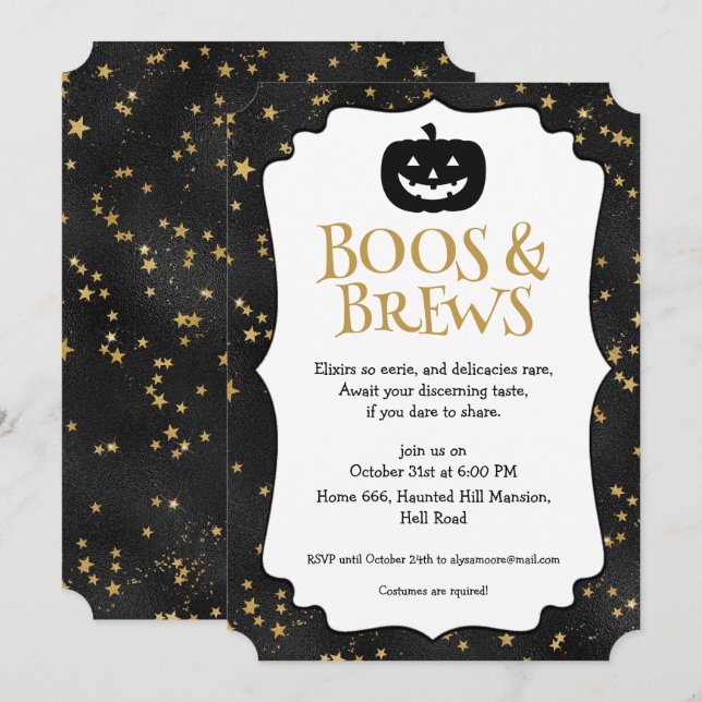 Halloween-Party-Sterne-Muster Einladung (Vorne/Hinten)