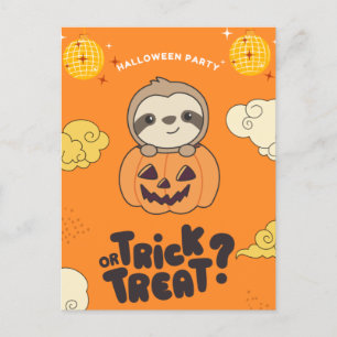 Halloween-Party Streich oder Sauber Faultier Kürbi Feiertagspostkarte