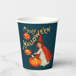 Halloween-Party Süße kleine Hexe Clapsaddle Papier Pappbecher
