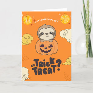 Halloween-Party-Süßigkeiten-oder-Saures-Faultier-P Feiertagskarte