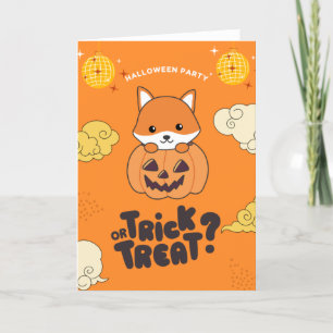 Halloween-Party-Süßigkeiten-oder-Saures-Fuchs-Kürb Feiertagskarte