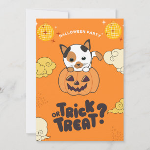 Halloween-Party-Süßigkeiten-oder-Saures-Katze Kürb Feiertagskarte