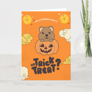 Halloween-Party-Süßigkeiten-oder-Saures-Quokka-Kür Feiertagskarte