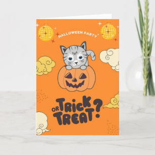 Halloween-Party-Süßigkeiten oder Streich Katze Kür Feiertagskarte