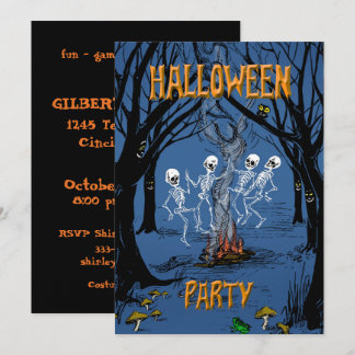 Halloween-Party tanzende Skelette Einladung