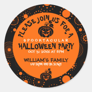 Halloween-Party Template Moderne Orang Circles Runder Aufkleber