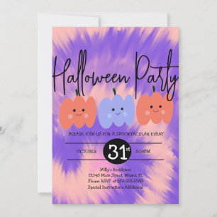 Halloween-Party-Tie-Dye-Kürbis Handgezeichnet   Einladung